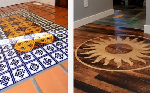 Mexican inspired tile design in floor